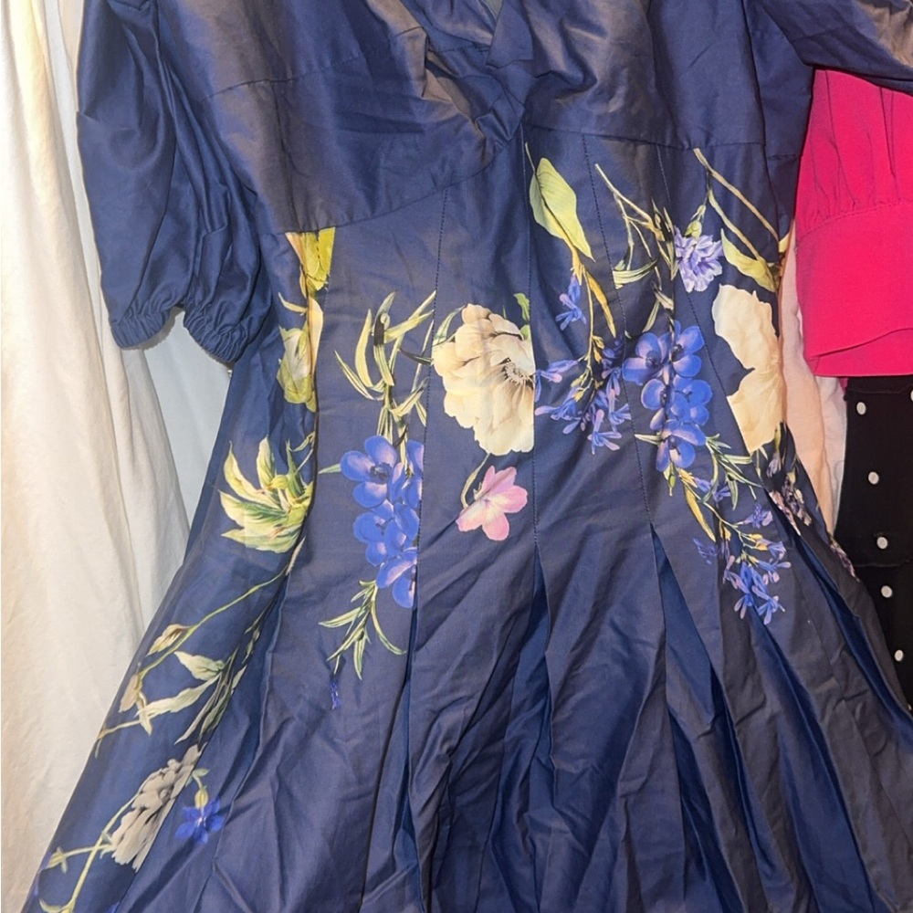 Express Navy Dress with Floral Accents